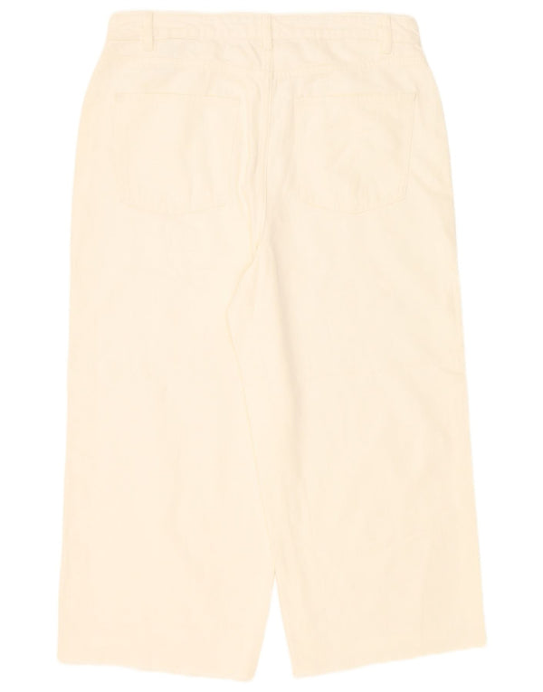 Marks & Spencer Womens Wide Leg Cropped Jeans UK 16 Large W36 L24 Off White