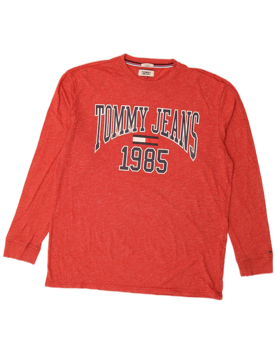 Tommy Hilfiger Mens Regular Fit Graphic Top Long Sleeve 2XL Red Flecked