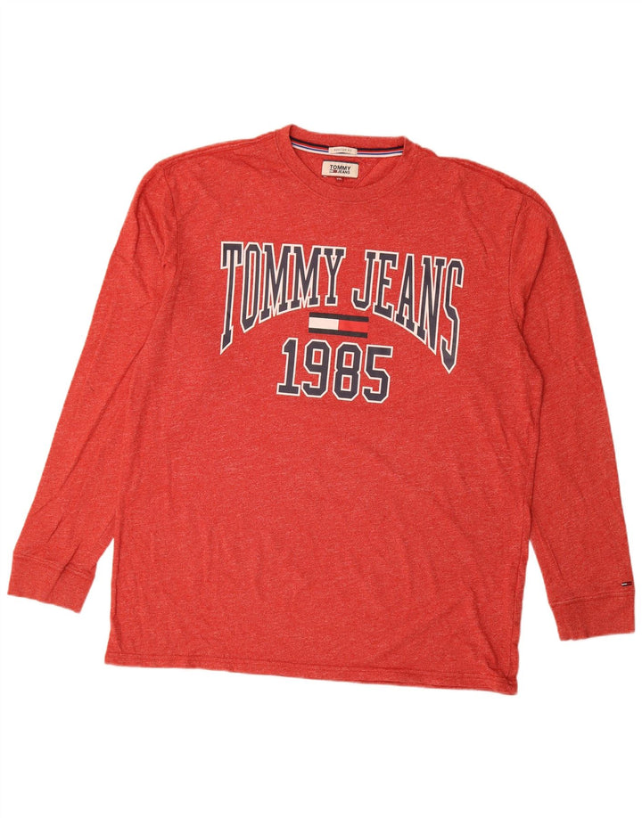Tommy Hilfiger Mens Regular Fit Graphic Top Long Sleeve 2XL Red Flecked