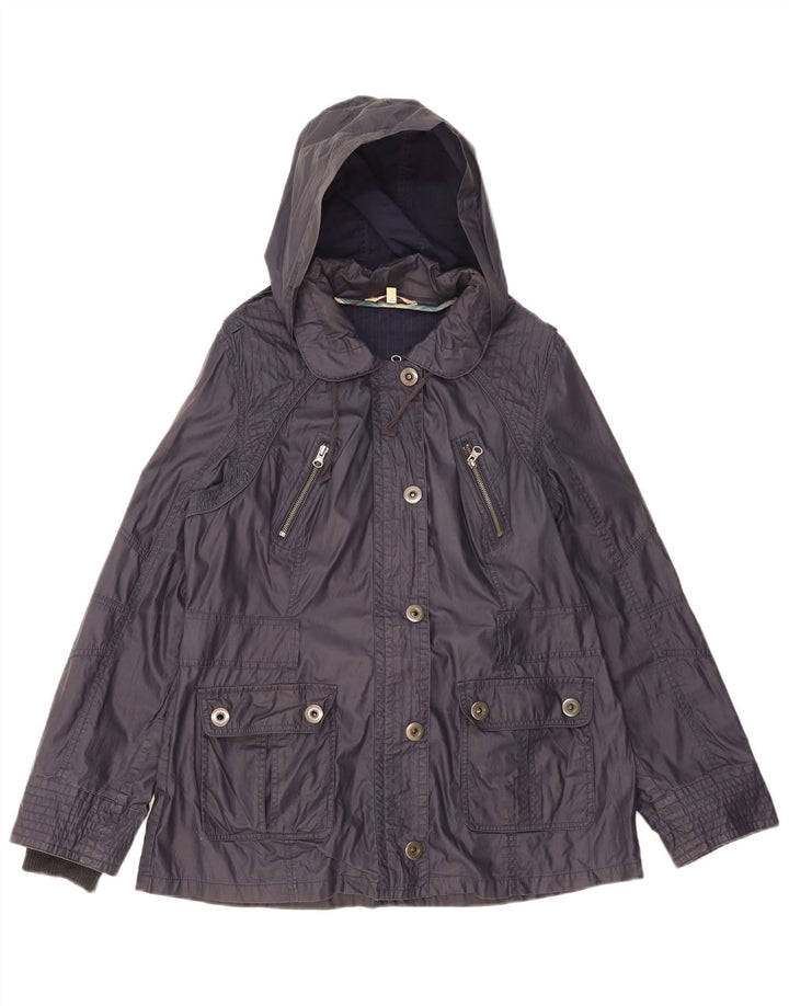 Marks & Spencer Dame Hooded Utility Jacket UK 16 Large Navy Blue Cotton