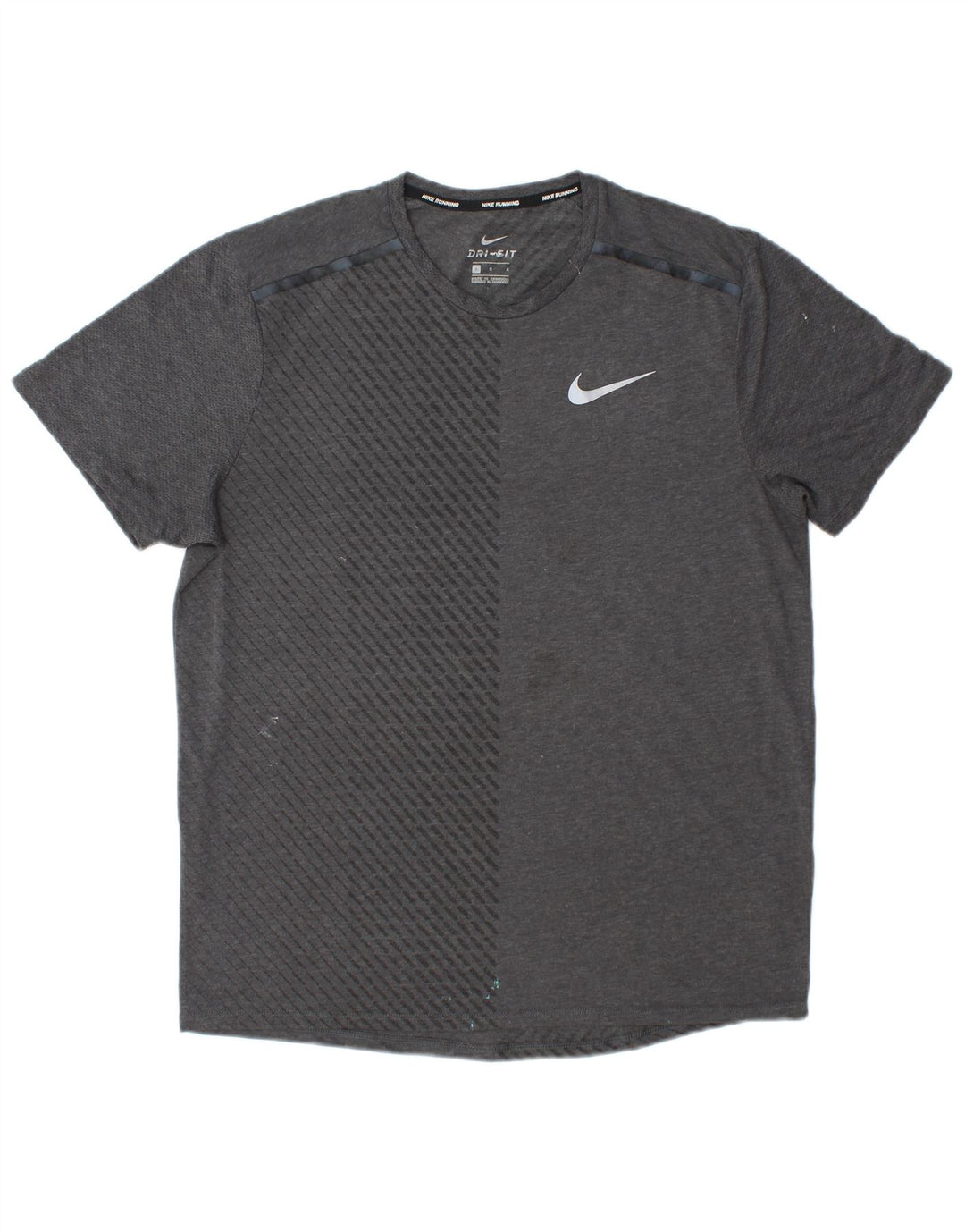Nike Mens Dri Fit T-Shirt Top Large Grey Colourblock Polyester