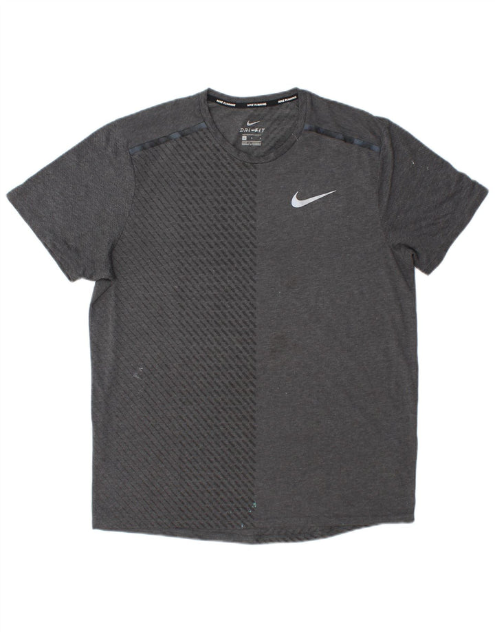 Nike Mens Dri Fit T-Shirt Top Large Grey Colourblock Polyester