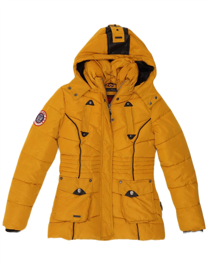 Marikoo Womens Hooded Padded Jacket UK 6 XS Yellow Polyester
