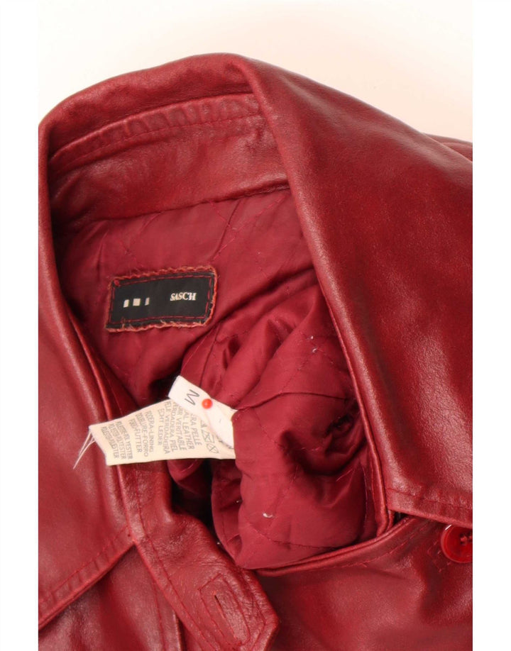 Sasch Chaqueta motera de cuero con doble botonadura para mujer UK 12 Medium Red