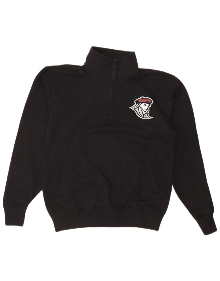 Champion Mens Graphic Zip Neck Sweatshirt Jumper Medium Black Cotton