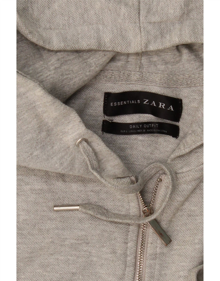 Zara Herren-Kapuzenpullover mit Reißverschluss, klein, Grau