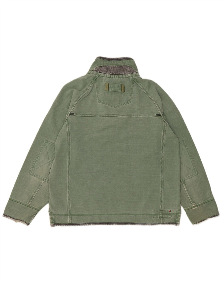 Fat Face Masculino Zip Neck Moletom Jumper Médio Algodão Verde