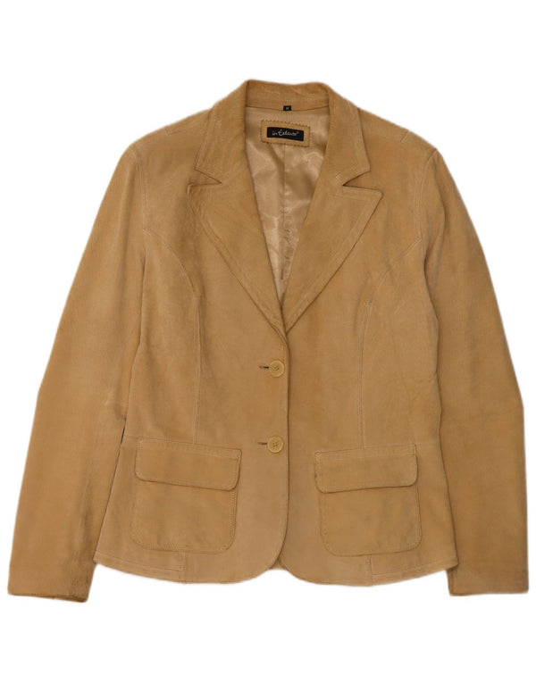 Giacca blazer in pelle scamosciata da donna a 2 bottoni In Extenso UK 14 Pelle beige media