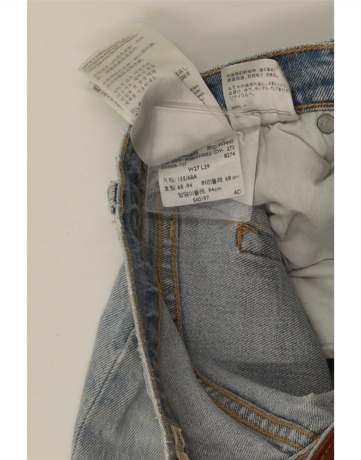 Levi's Womens Ribcage Distressed Straight Jeans W27 L29 Blue Cotton