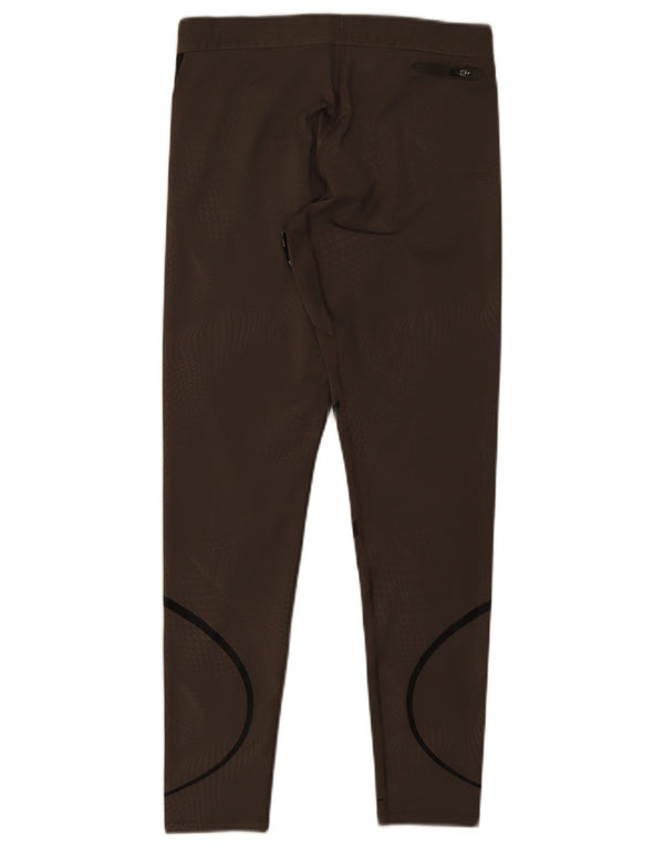 Nike Womens Dri Fit Leggings UK 12 Medium Brown Striped Polyester