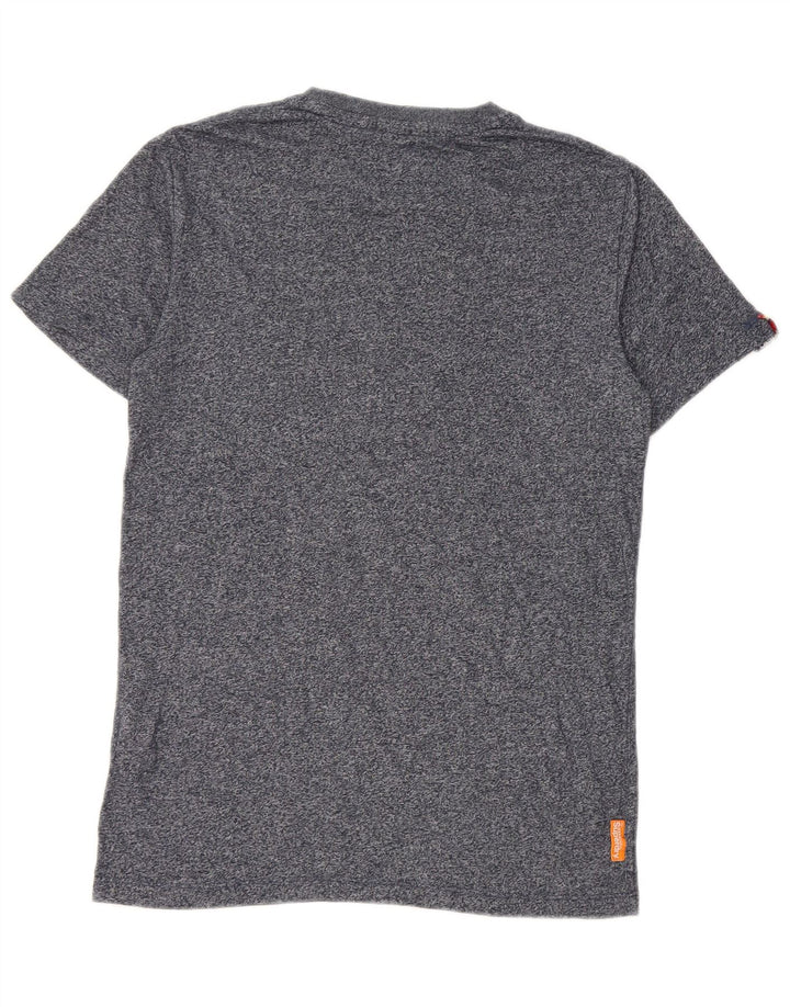 Superdry Mens T-Shirt Top Small Navy Blue Flecked Cotton