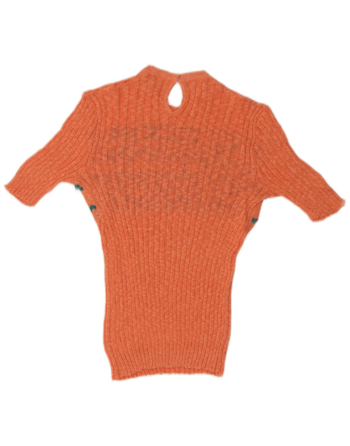 Vintage Womens Knit Blouse Top IT 46 Large Orange Fair Isle