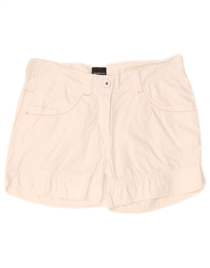 Γυναικείο σορτς Calvin Klein W28 μεσαίο λευκό βαμβακερό