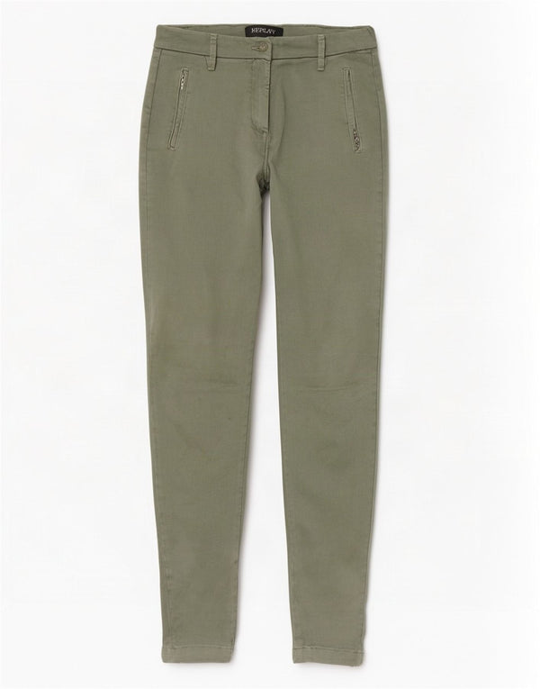 Replay Womens Skinny Jeans W28 L30 Green Cotton