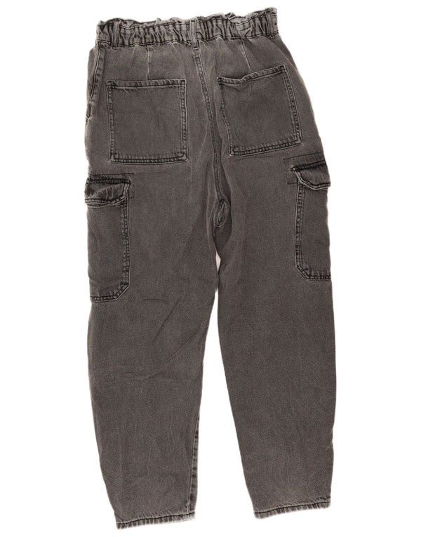 Zara Womens Crop Cargo Loose Jeans EU 40 Medium W32 L25 Grey Cotton
