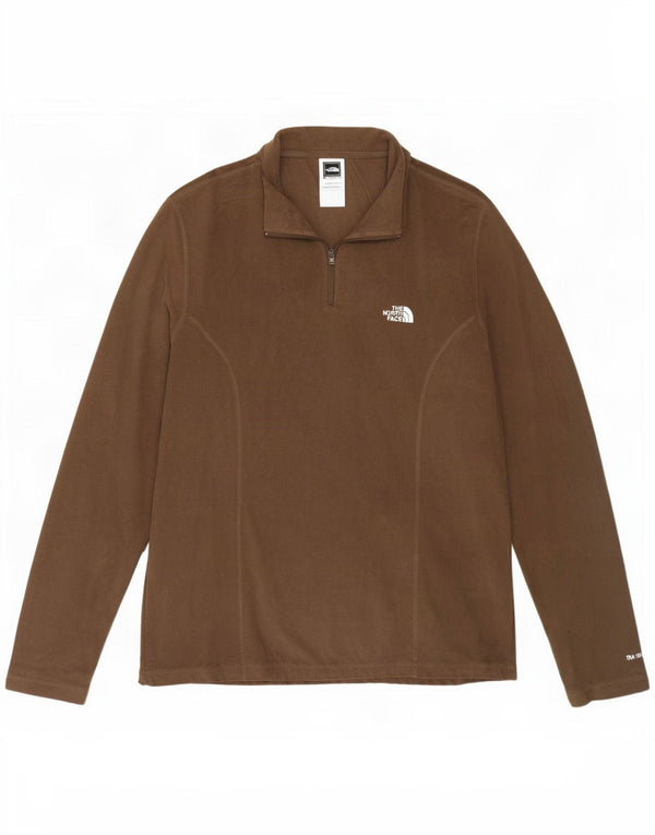 The North Face Womens Zip Neck Fleece Jumper UK 16 Large Brown Polyester