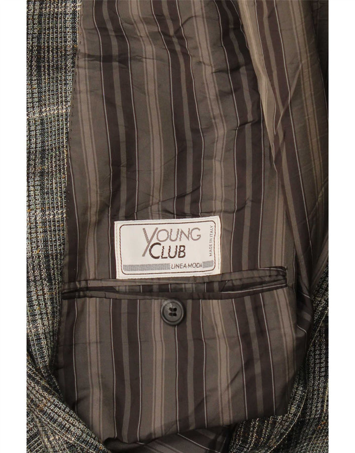 Vintage Mens 2 Button Blazer Jacket UK 38 Medium Grey Check