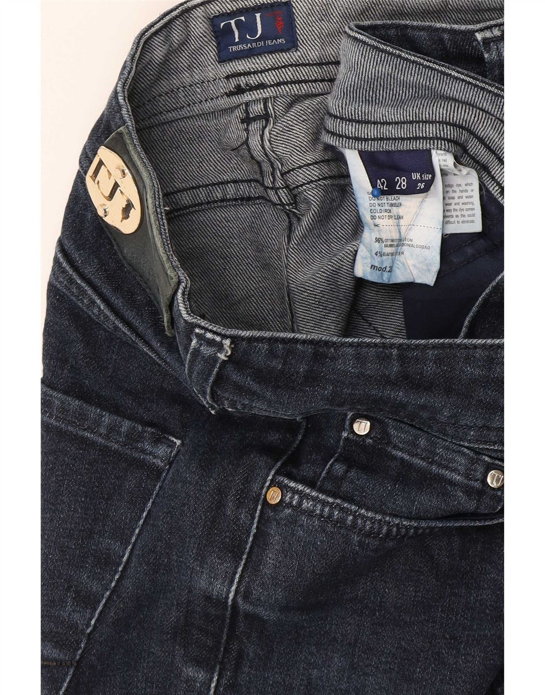 Trussardi Womens Slim Jeans W26 L28 Navy Blue Cotton