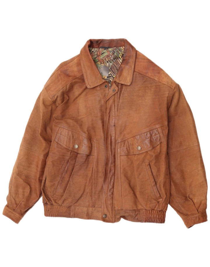 Vintage Mens Leather Jacket UK 42 XL Brown Leather