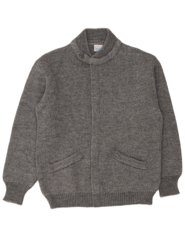 Maglione cardigan da uomo Gordon piccolo in lana grigia