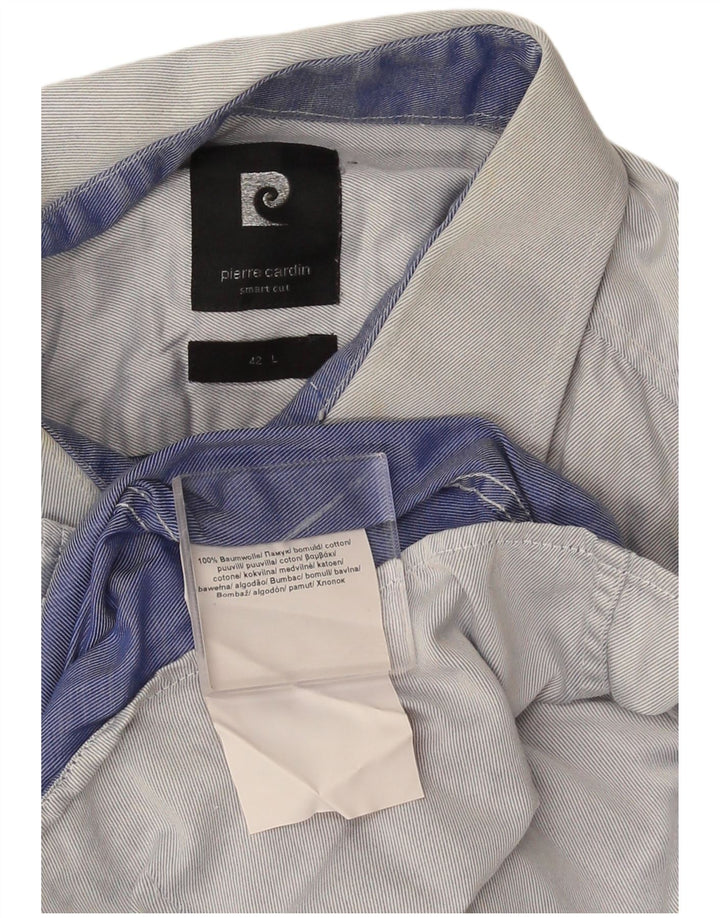 Pierre Cardin Mens Shirt Size 42 Large Grey Cotton