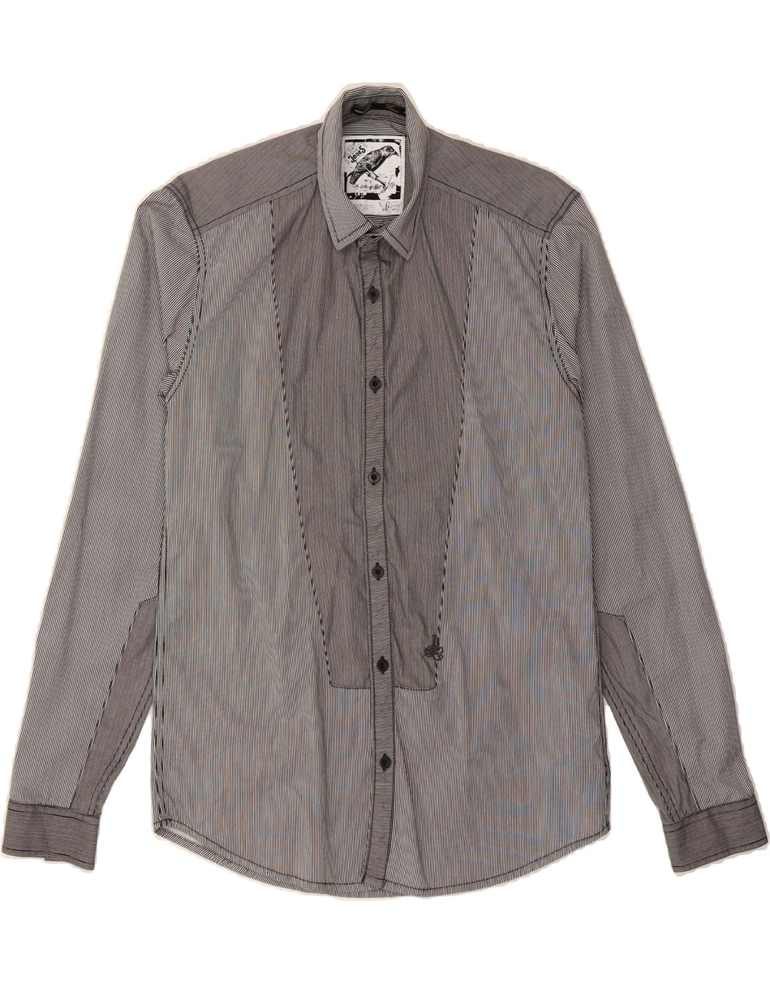 JACK & JONES Mens Shirt Small Navy Blue Pinstripe Cotton Vintage Jack & Jones and Second-Hand Jack & Jones from Messina Hembry 