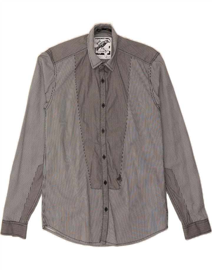 JACK & JONES Mens Shirt Small Navy Blue Pinstripe Cotton Vintage Jack & Jones and Second-Hand Jack & Jones from Messina Hembry 