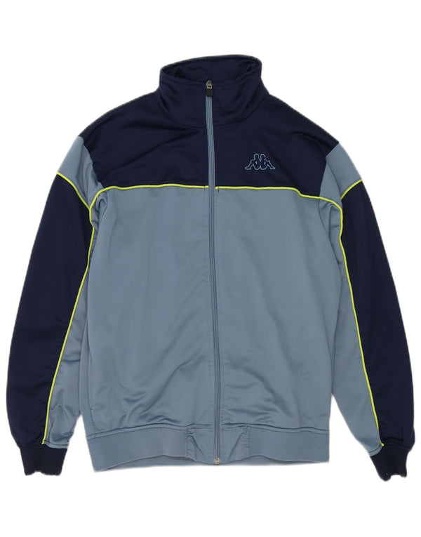 Kappa Mens Tracksuit Top Jacket Small Blue Colourblock Polyester