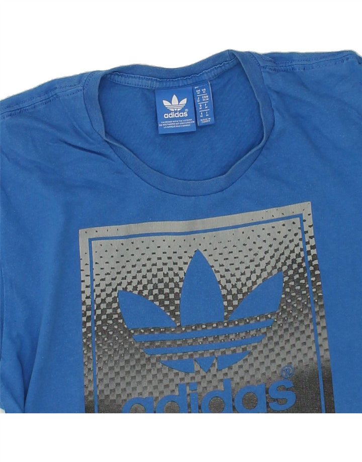 ADIDAS Mens Graphic T-Shirt Top Medium Blue Vintage Adidas and Second-Hand Adidas from Messina Hembry 