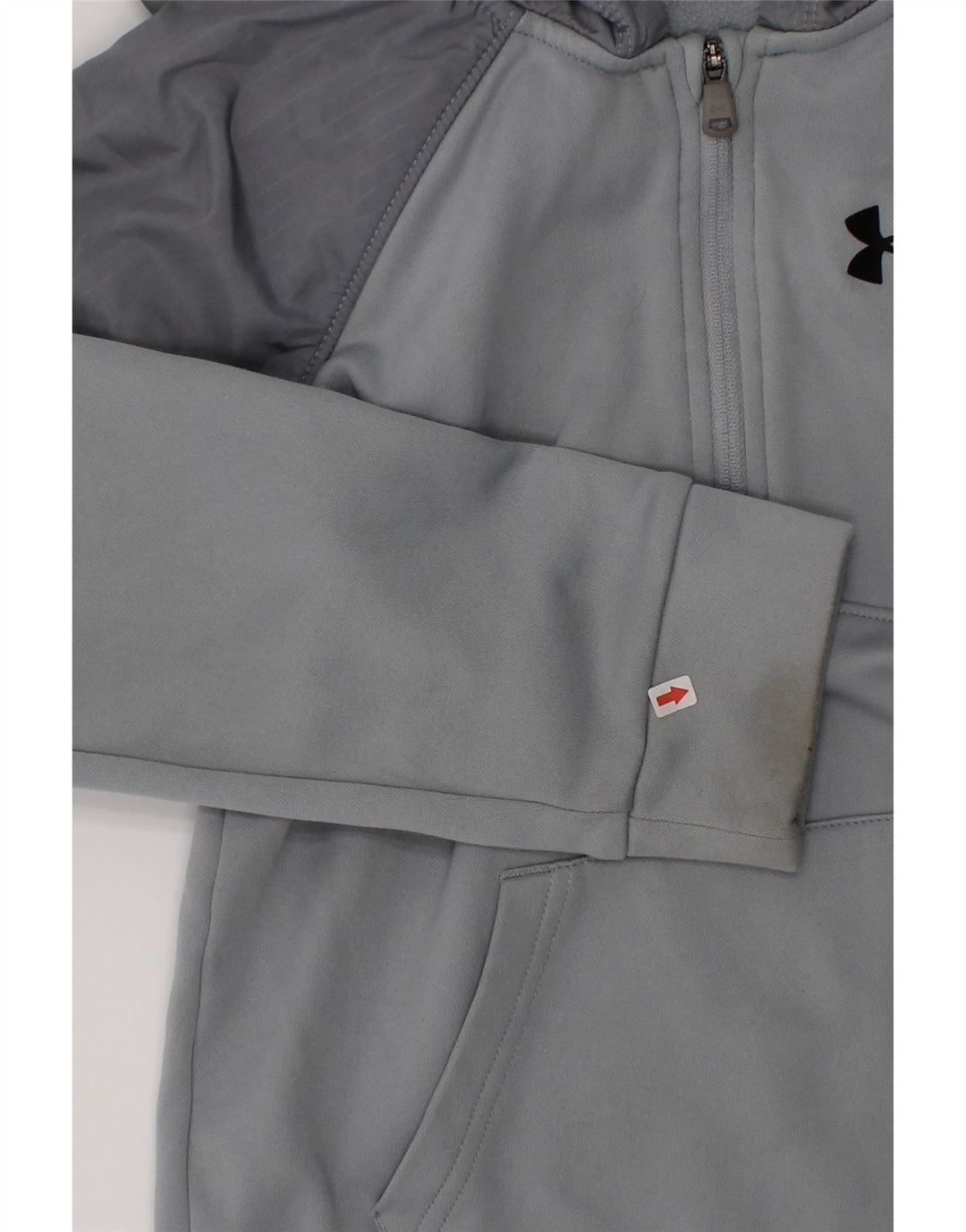 Under Armour Boys Hoodie Jumper 6-7 Years Grey Colourblock Polyester