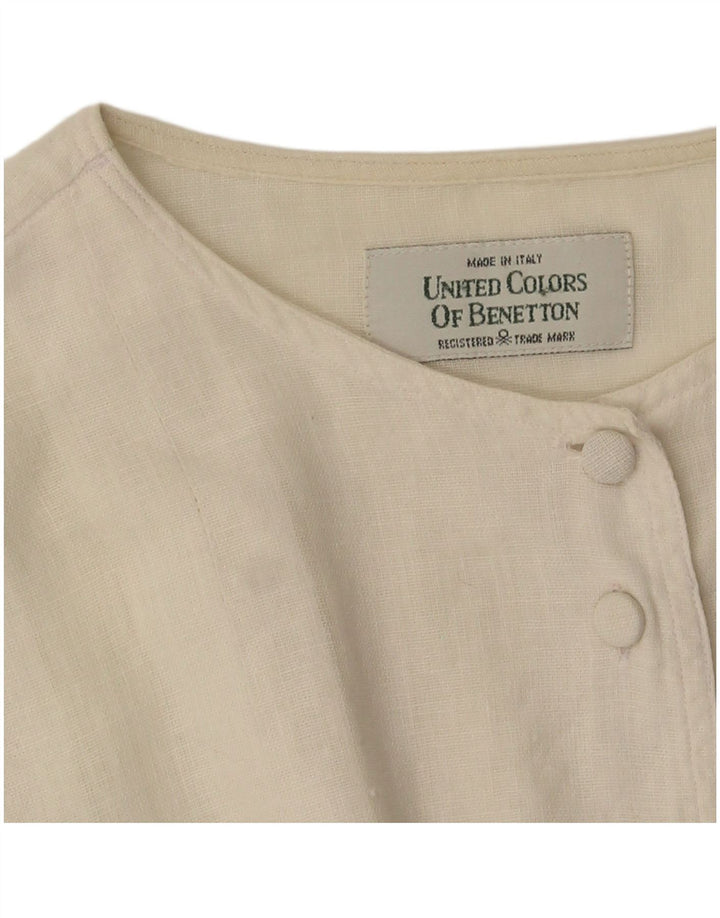 Benetton Womens Crop Shirt Blouse UK 14 Medium Off White