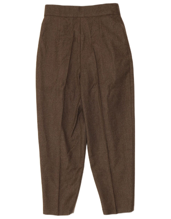 Vintage Womens Crop Pegged Suit Trousers IT 42 Medium W26 L25 Khaki
