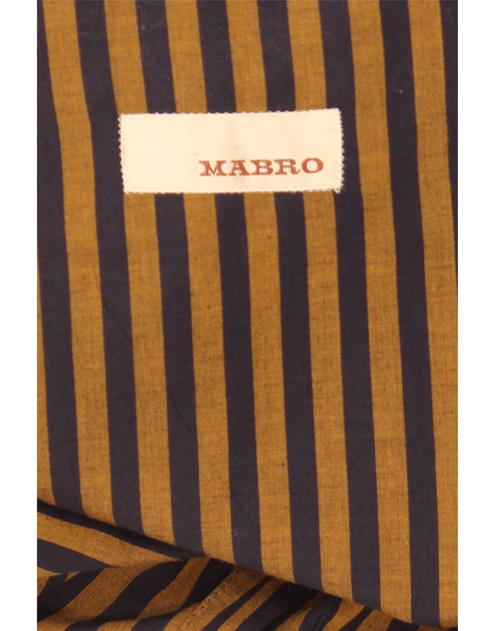 Mabro Mens 2 Button Blazer Jacket UK 38 Medium Brown Pinstripe Cotton