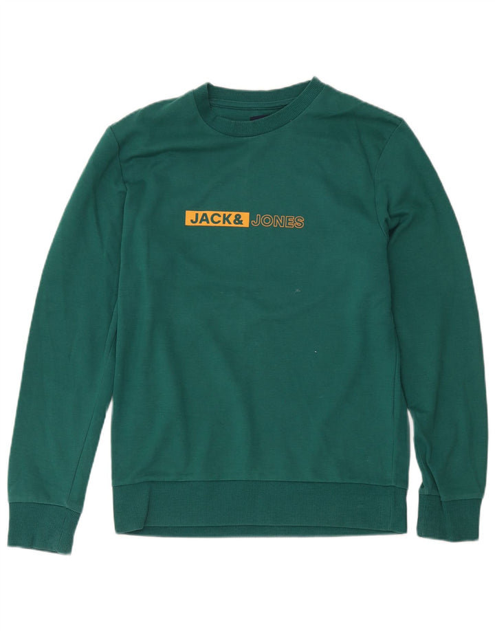 Jack & Jones Mens Graphic Sweatshirt Jumper Small Green Cotton