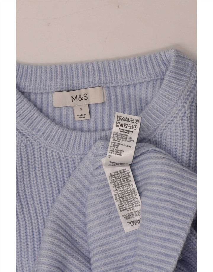 Maglione maglione con scollo a barca da donna Marks & Spencer UK 10 piccolo poliestere blu