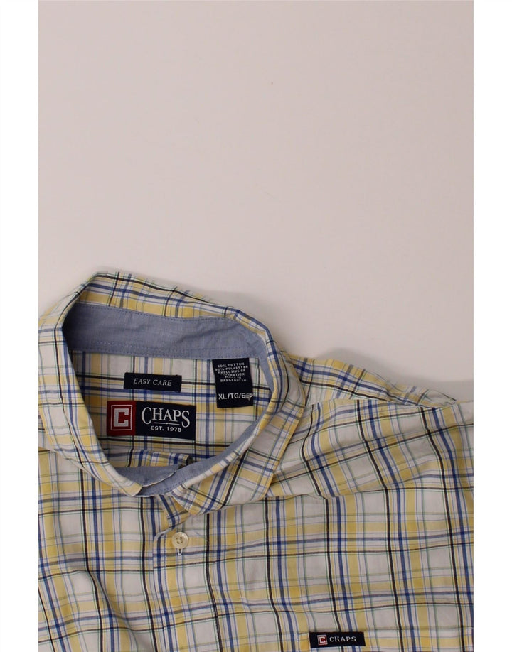 CHAPS Mens Short Sleeve Shirt XL Yellow Check Cotton Vintage Chaps and Second-Hand Chaps from Messina Hembry 