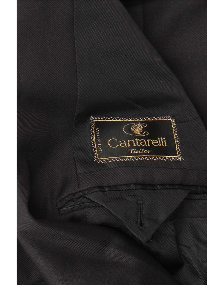 Cantarelli Mens Double Breasted Blazer Jacket UK 40 Large Black