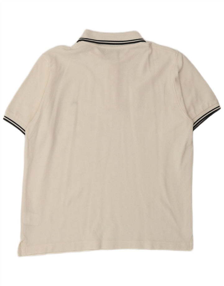 SEVENTY Mens Polo Shirt Medium Off White Cotton