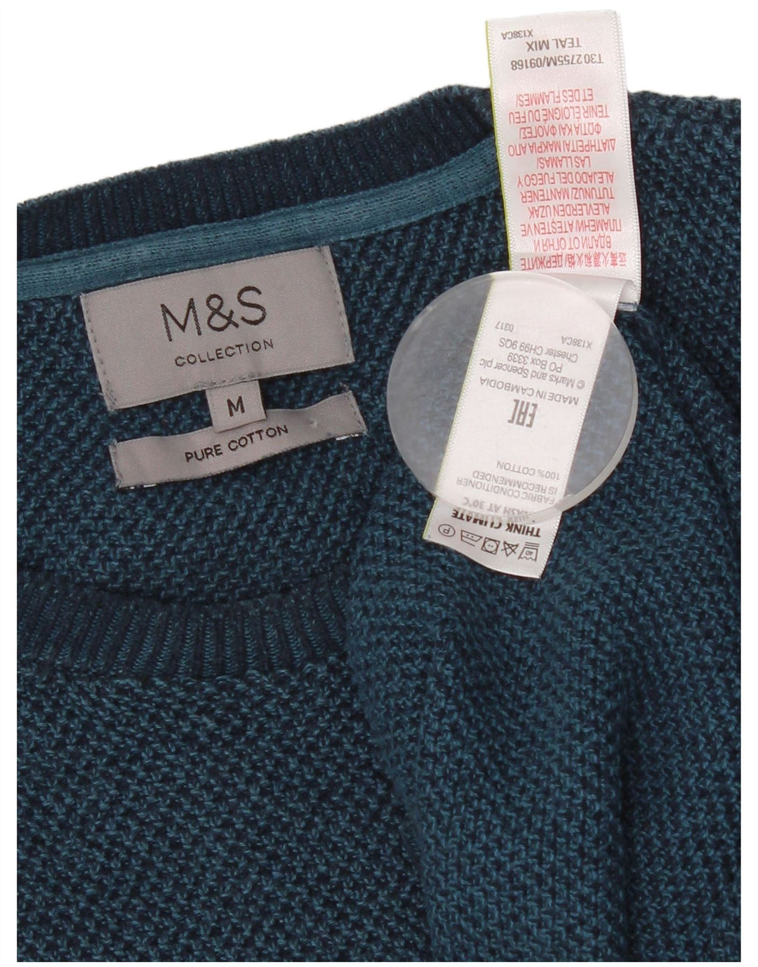 Marks & Spencer Herre sweater med rund hals, mellemblå bomuld