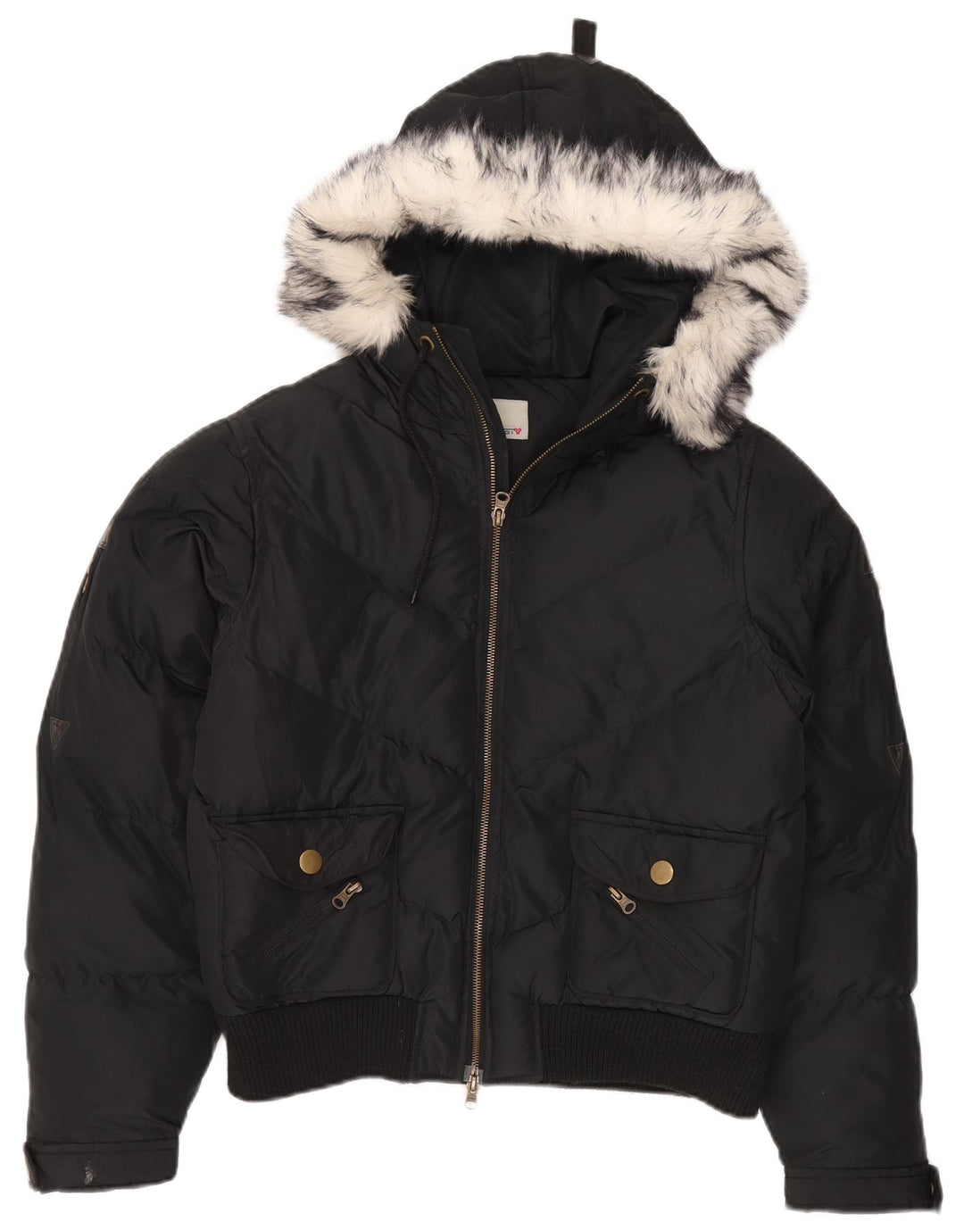 BRUGI Womens Hooded Padded Jacket UK 14 Large  Black Polyester