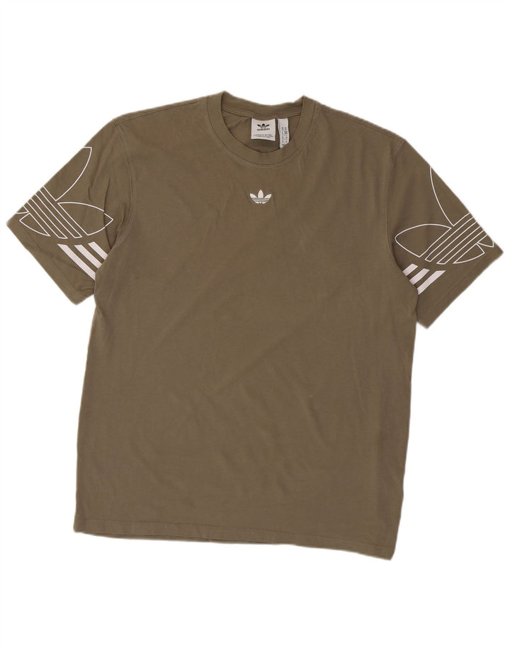 Adidas Mens Graphic T-Shirt Top Medium Khaki Cotton