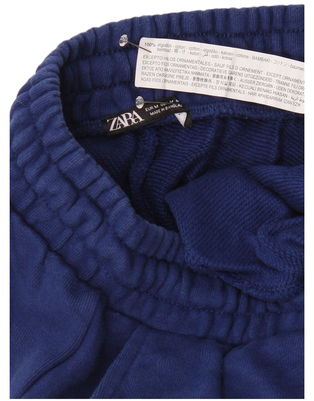 Zara Mens Graphic Tracksuit Trousers Joggers Medium Navy Blue Cotton