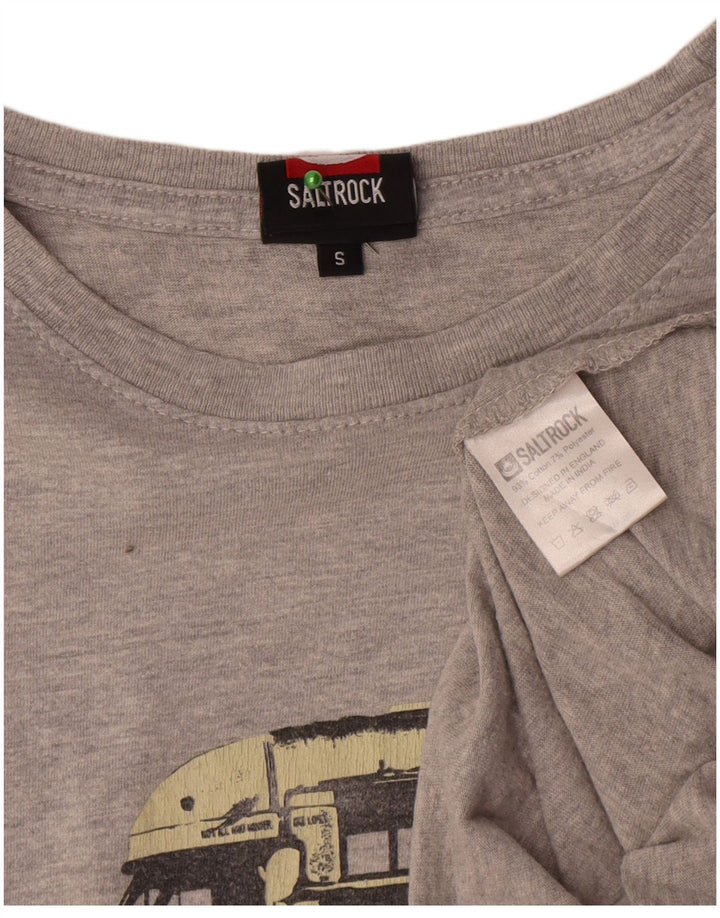 Saltrock Mens Graphic T-Shirt Top Small Grey Flecked Cotton