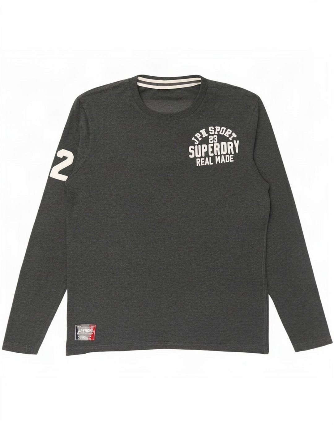 Superdry Herren Graphic Top Langarm 2XL Grau Baumwolle