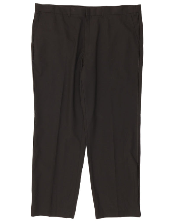 Marks & Spencer Mens Straight Suit Trousers W42 L31 Black Polyester
