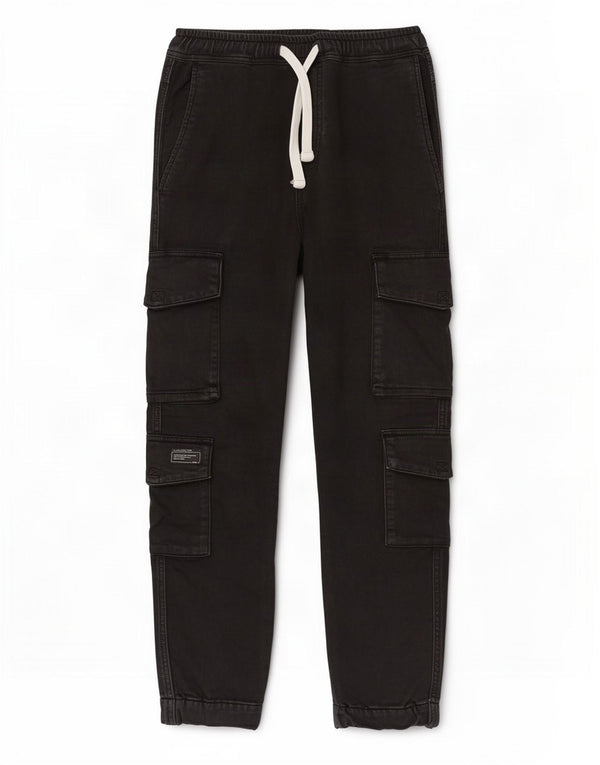 Zara Mens Joggers Cargo Trousers Medium W31 L28 Black Cotton