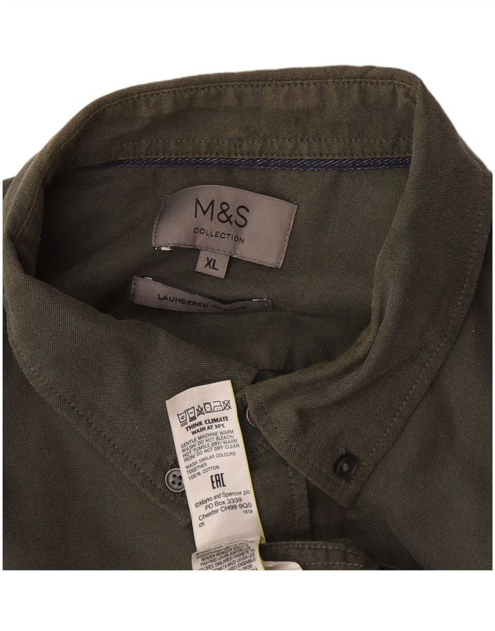 Ανδρικό πουκάμισο Marks & Spencer XL Χακί βαμβακερό