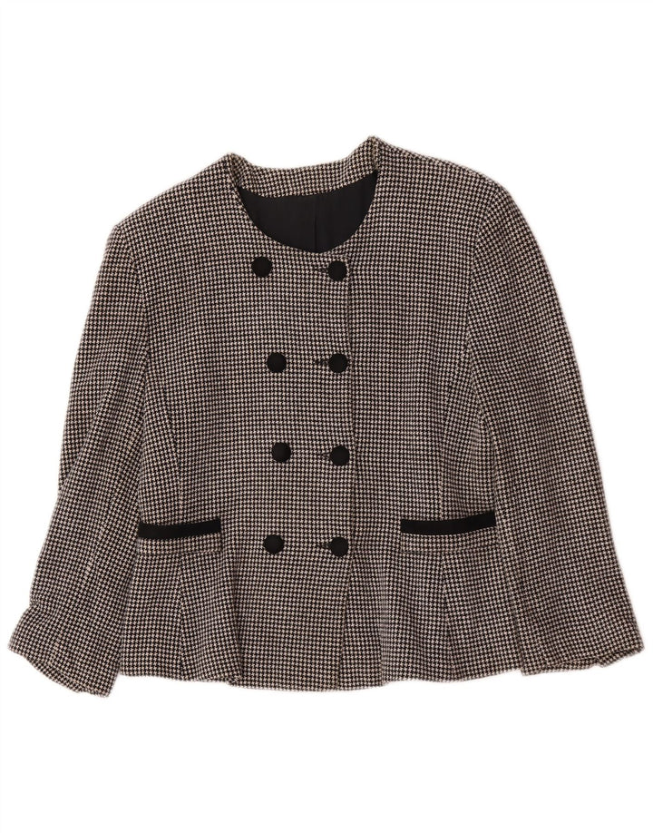 Vintage γυναικείο διπλό μπουφάν Blazer UK 14 Medium Black Houndstooth