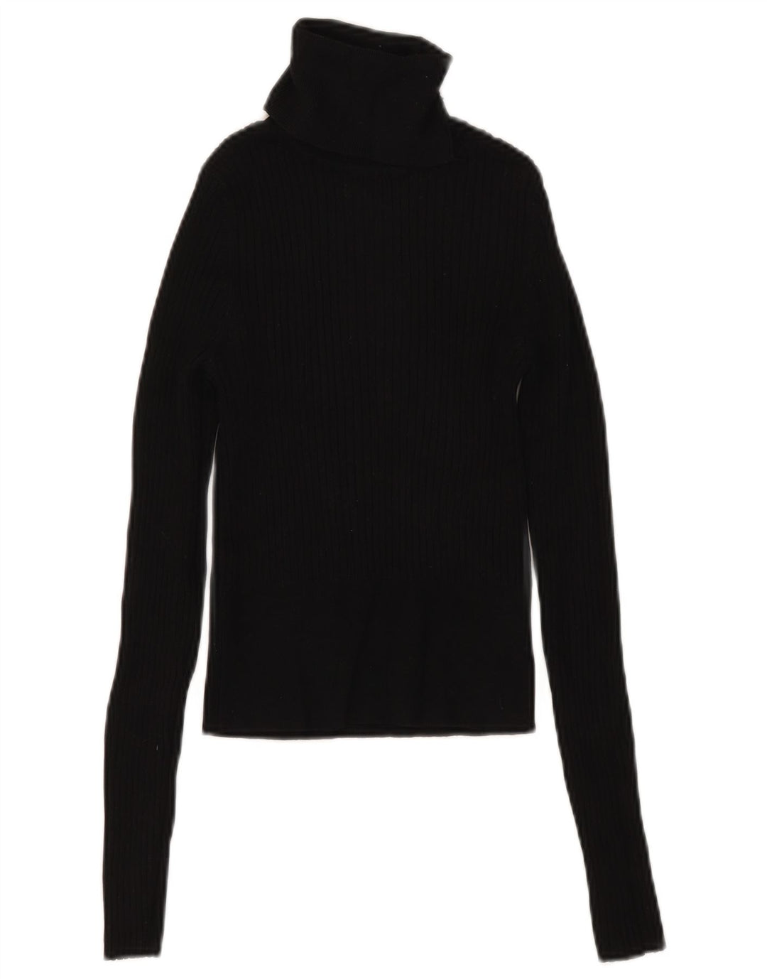 Zara Womens Crop Top Long Sleeve UK 8 Small Black Viscose