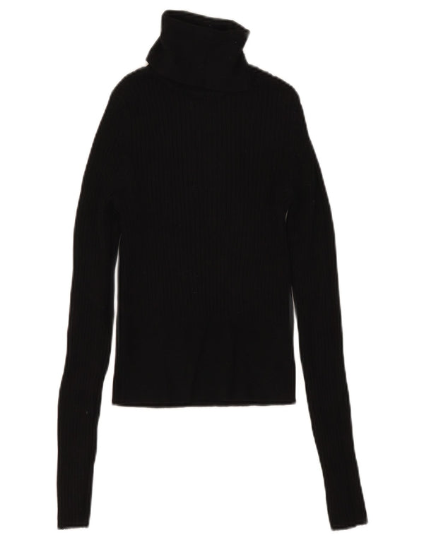 Zara Womens Crop Top Langærmet UK 8 Small Black Viscose